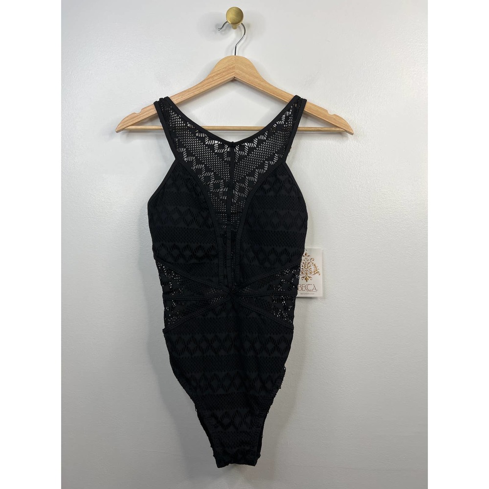 Becca Color Play Savannah High Neck Women's One Piece Black Size: Small NWT - Picture 2 of 8